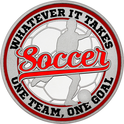 Red "Soccer" with Maroon Outer Circular Borders